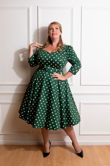 Bild von Vestido Kylie Green Polka Dot Swing